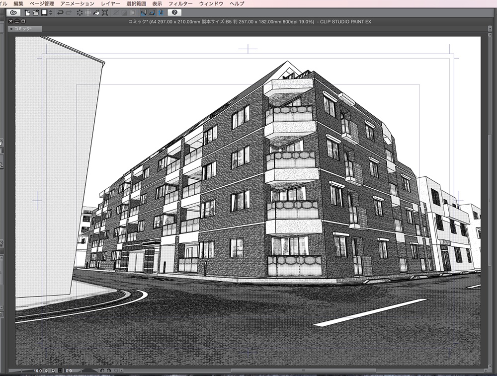 漫画背景用3D素材「マンション_MK2」(CLIP STUDIO用 3Dオブジェクト.cs3o)