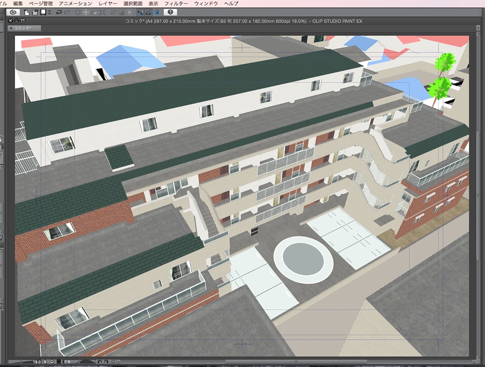 漫画背景用3D素材「マンション_MK2」(CLIP STUDIO用 3Dオブジェクト.cs3o)
