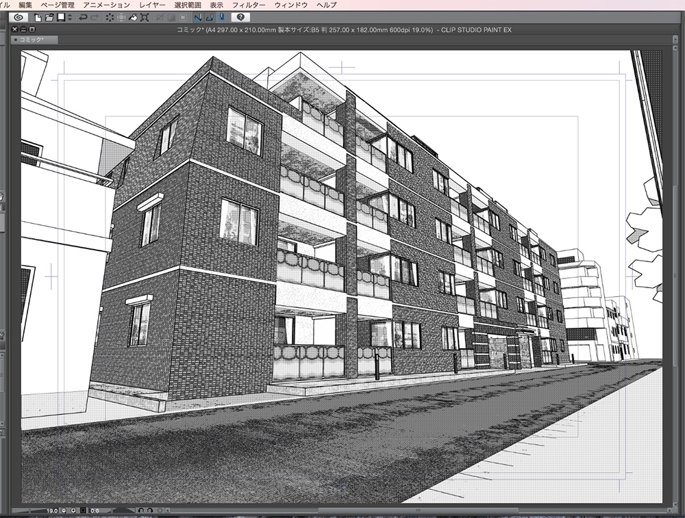 漫画背景用3D素材「マンション_MK2」(CLIP STUDIO用 3Dオブジェクト.cs3o)