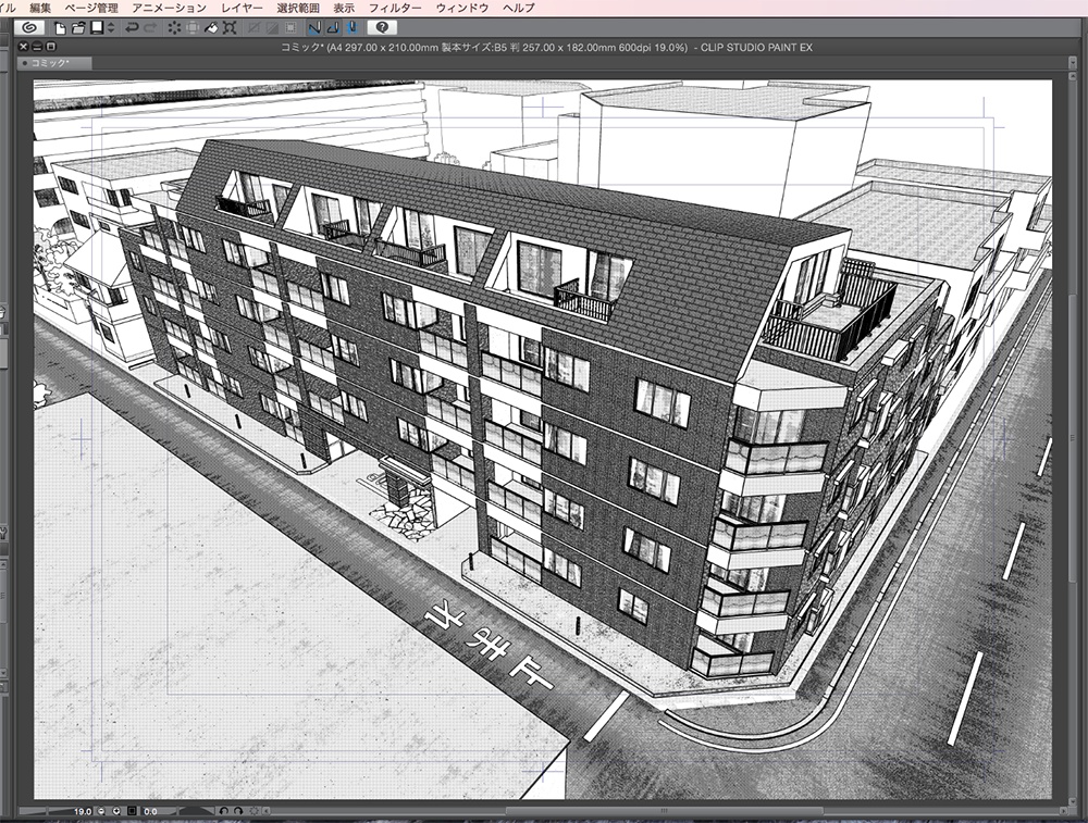 漫画背景用3D素材「マンション_MK2」(CLIP STUDIO用 3Dオブジェクト.cs3o)