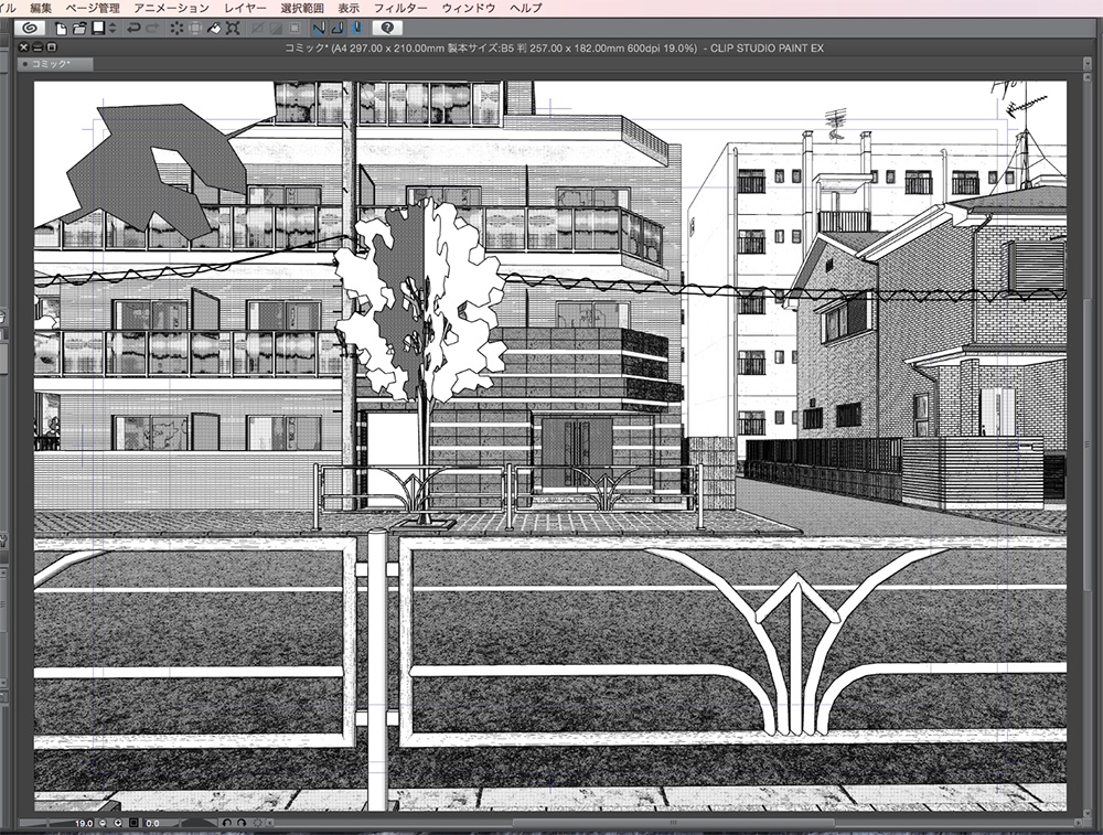 漫画背景用3D素材「マンションと住宅街」(CLIP STUDIO用 3Dオブジェクト.cs3o)