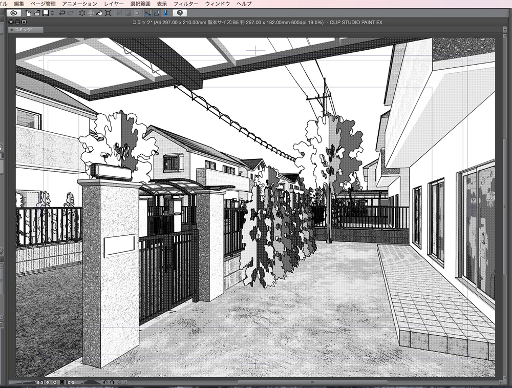 漫画背景用3D素材「マンションと住宅街」(CLIP STUDIO用 3Dオブジェクト.cs3o)