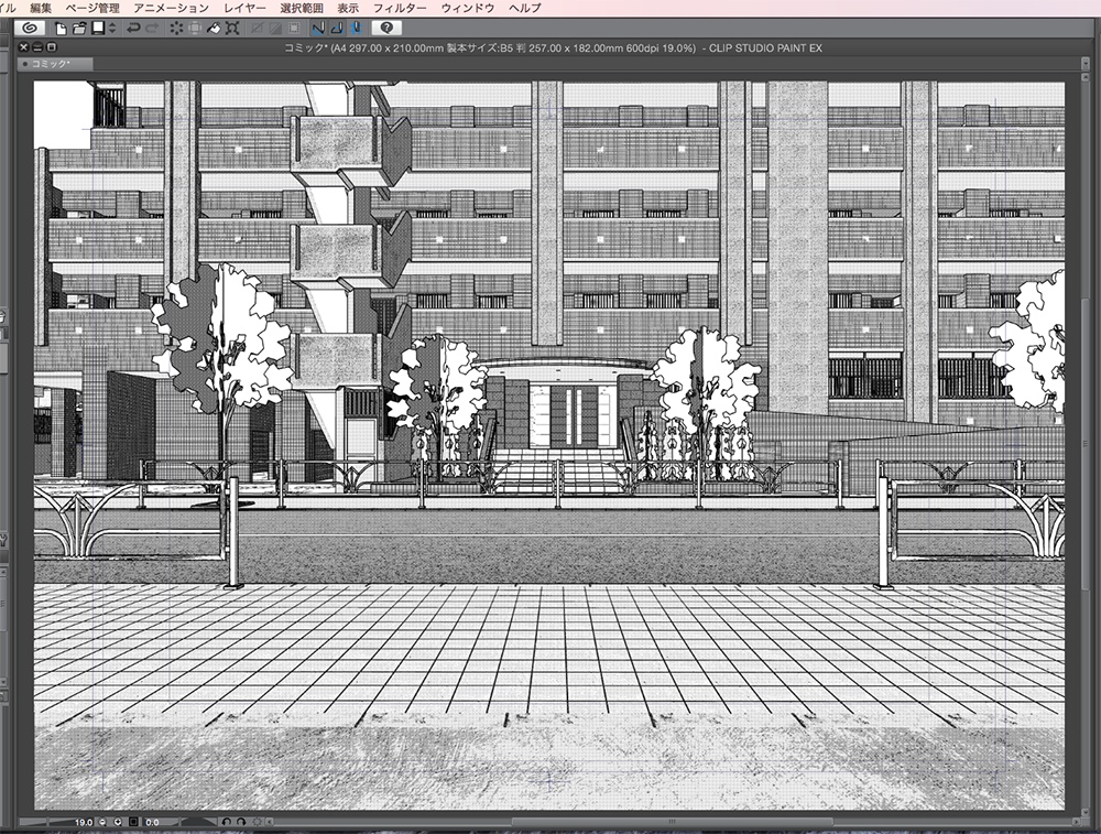 漫画背景用3D素材「マンションと住宅街」(CLIP STUDIO用 3Dオブジェクト.cs3o)