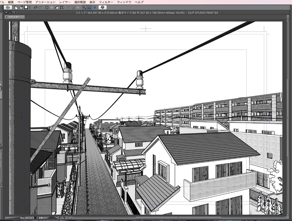 漫画背景用3D素材「マンションと住宅街」(CLIP STUDIO用 3Dオブジェクト.cs3o)