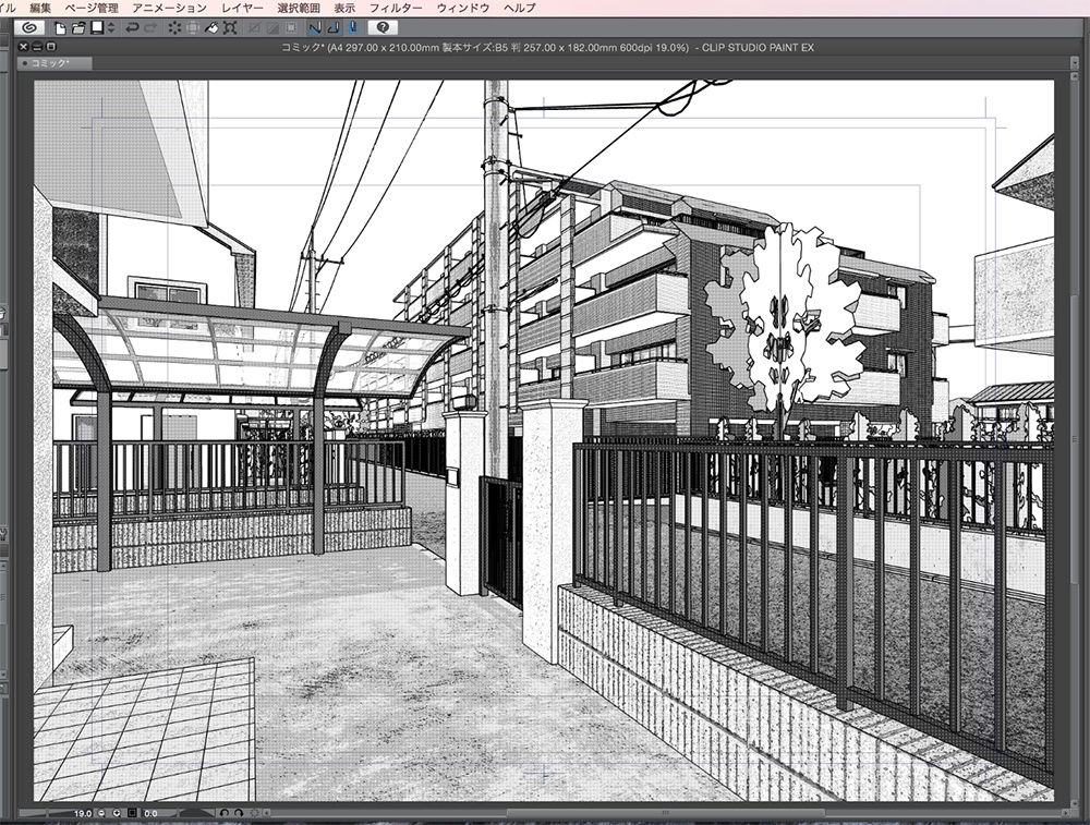漫画背景用3D素材「マンションと住宅街」(CLIP STUDIO用 3Dオブジェクト.cs3o)