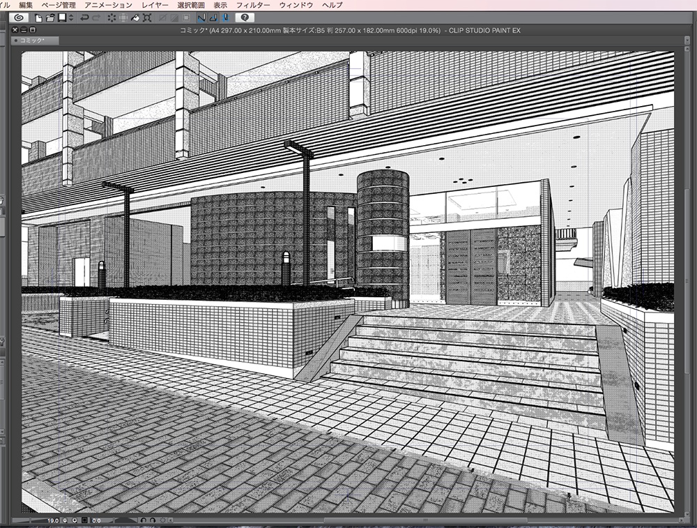 漫画背景用3D素材「マンション_ASK」(CLIP STUDIO用 3Dオブジェクト.cs3o)
