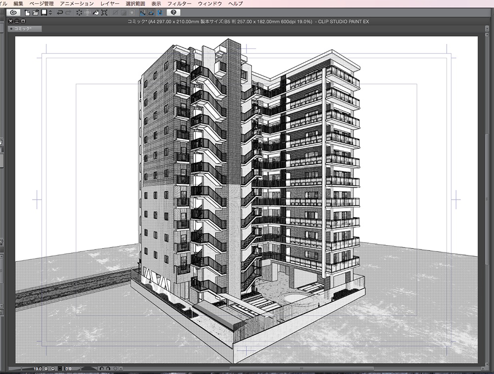漫画背景用3D素材「マンション_ASK」(CLIP STUDIO用 3Dオブジェクト.cs3o)