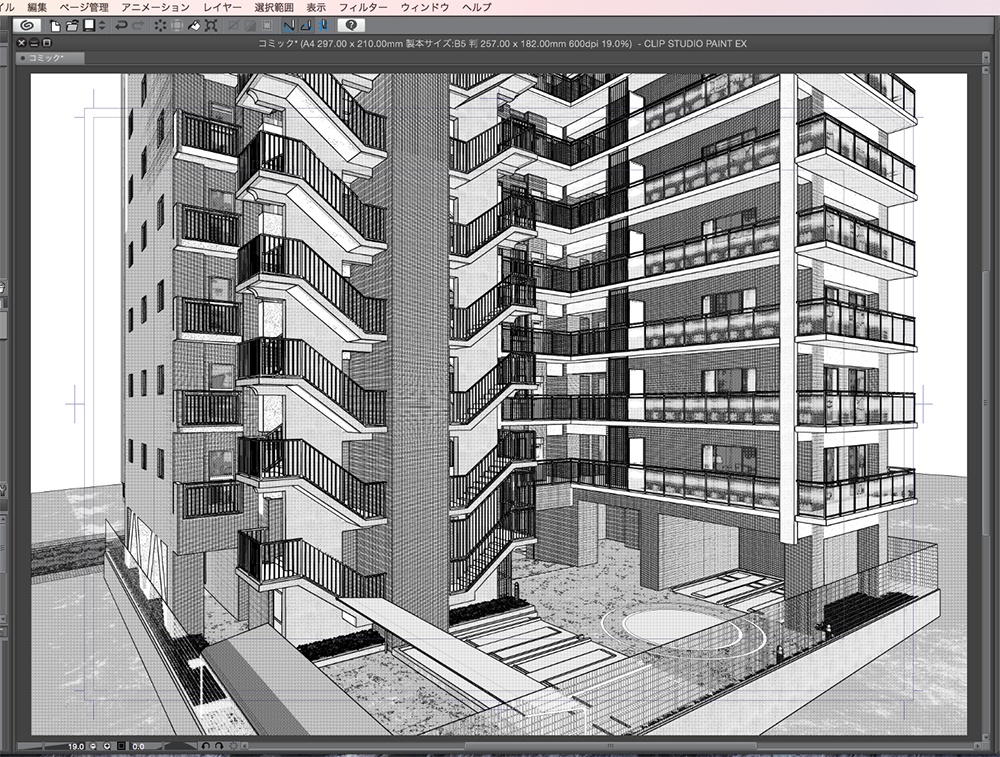 漫画背景用3D素材「マンション_ASK」(CLIP STUDIO用 3Dオブジェクト.cs3o)