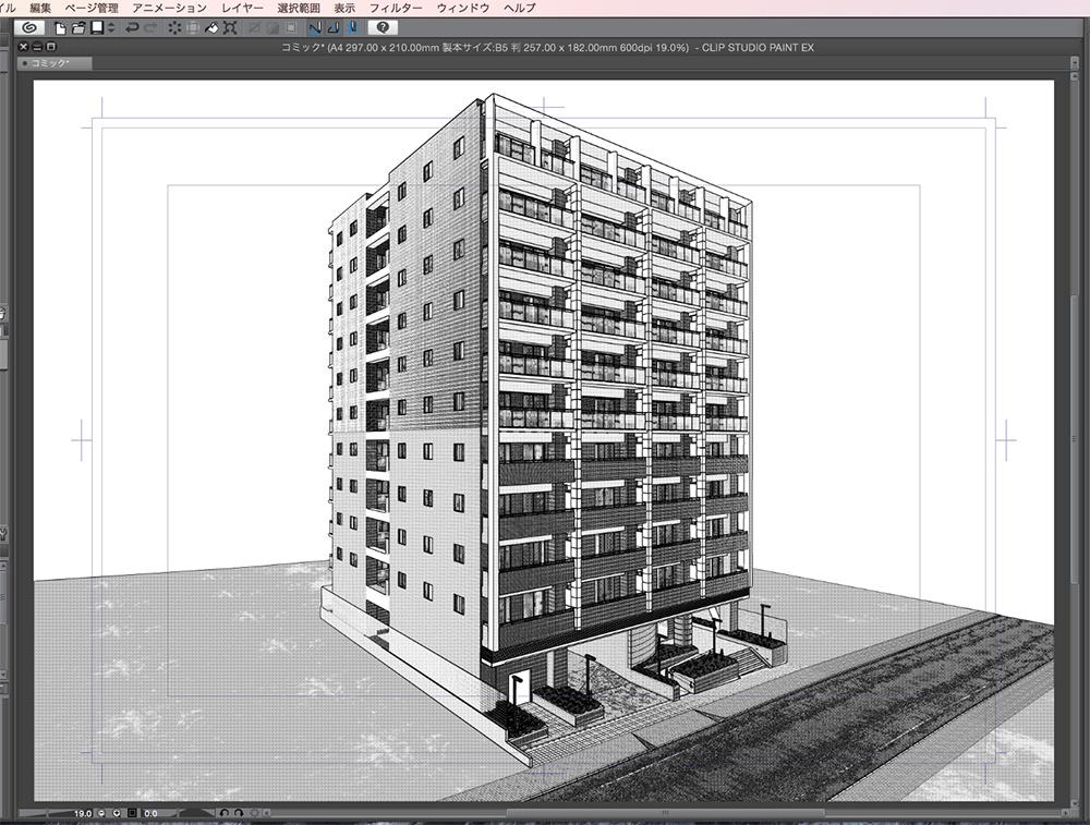 漫画背景用3D素材「マンション_ASK」(CLIP STUDIO用 3Dオブジェクト.cs3o)