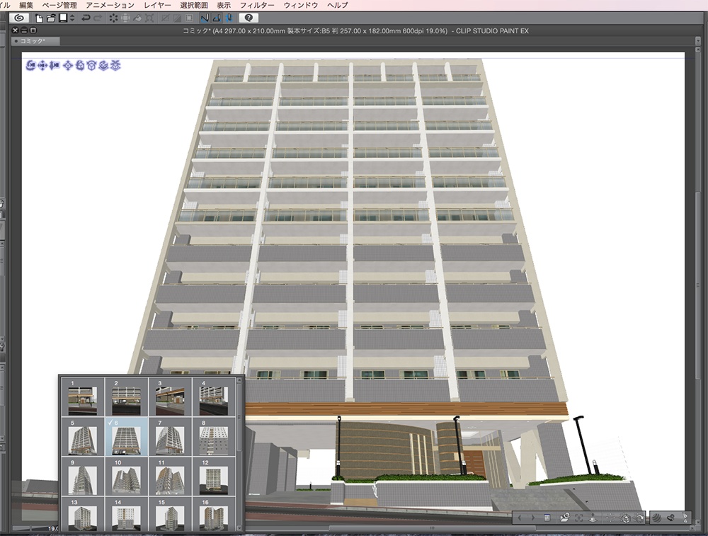 漫画背景用3D素材「マンション_ASK」(CLIP STUDIO用 3Dオブジェクト.cs3o)