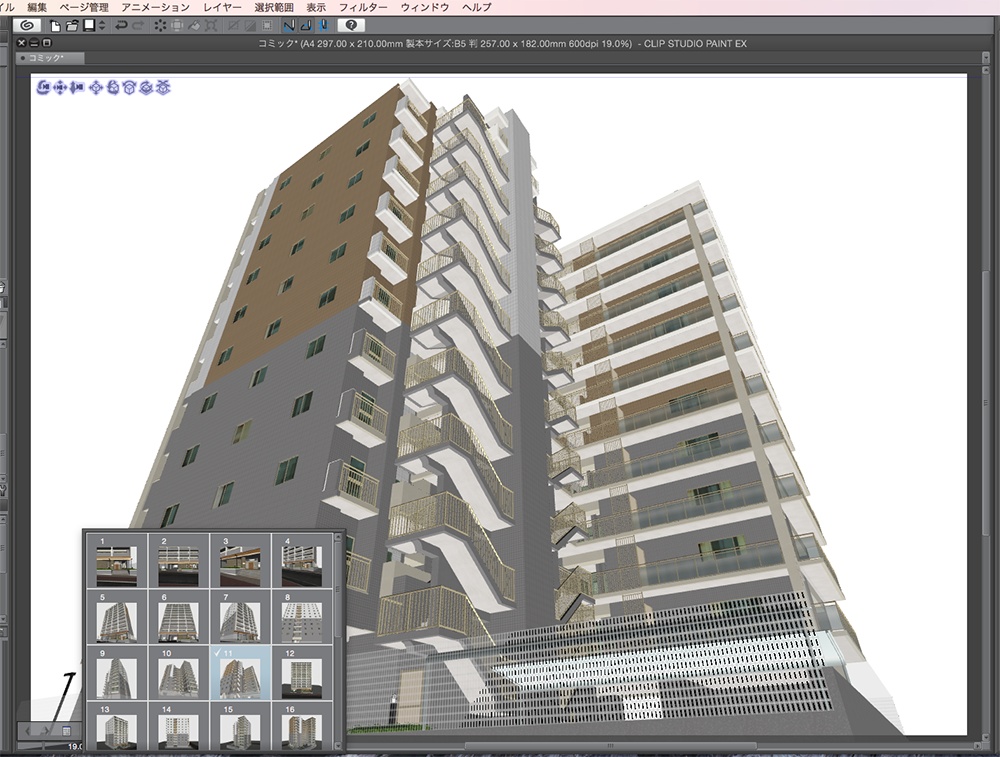 漫画背景用3D素材「マンション_ASK」(CLIP STUDIO用 3Dオブジェクト.cs3o)