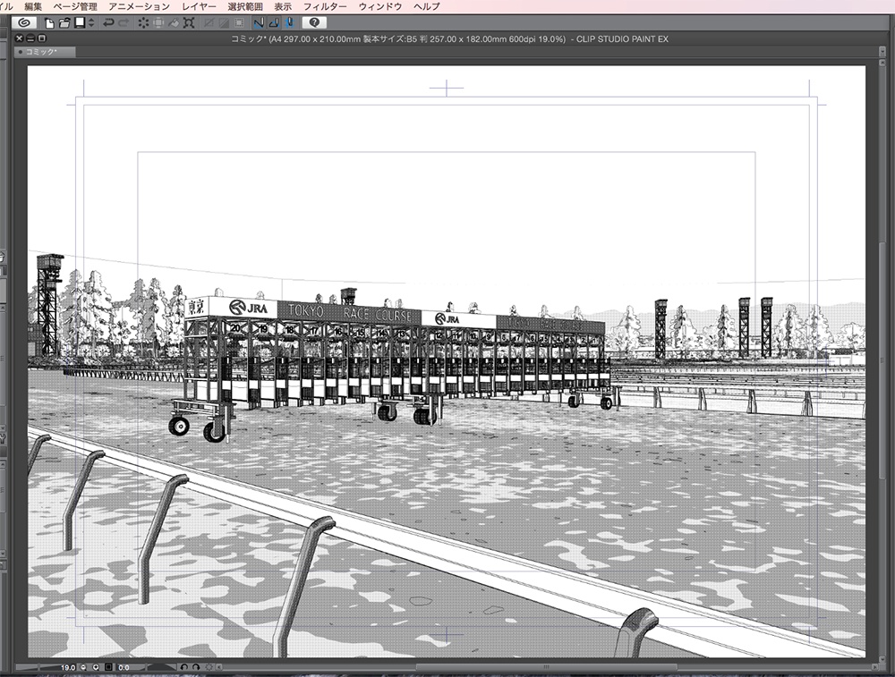 漫画背景用3D素材「競馬場」(CLIP STUDIO用 3Dオブジェクト.cs3o)