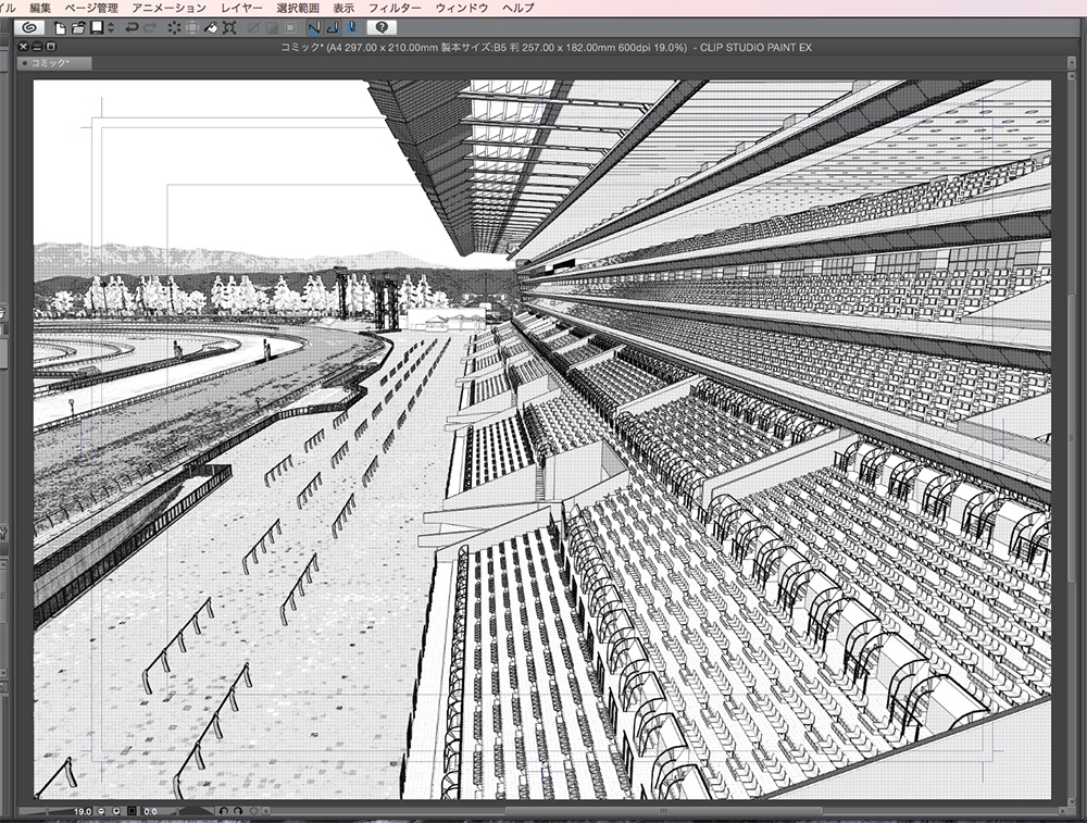 漫画背景用3D素材「競馬場」(CLIP STUDIO用 3Dオブジェクト.cs3o)
