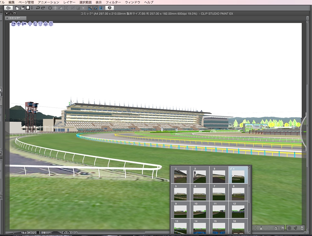 漫画背景用3D素材「競馬場」(CLIP STUDIO用 3Dオブジェクト.cs3o)