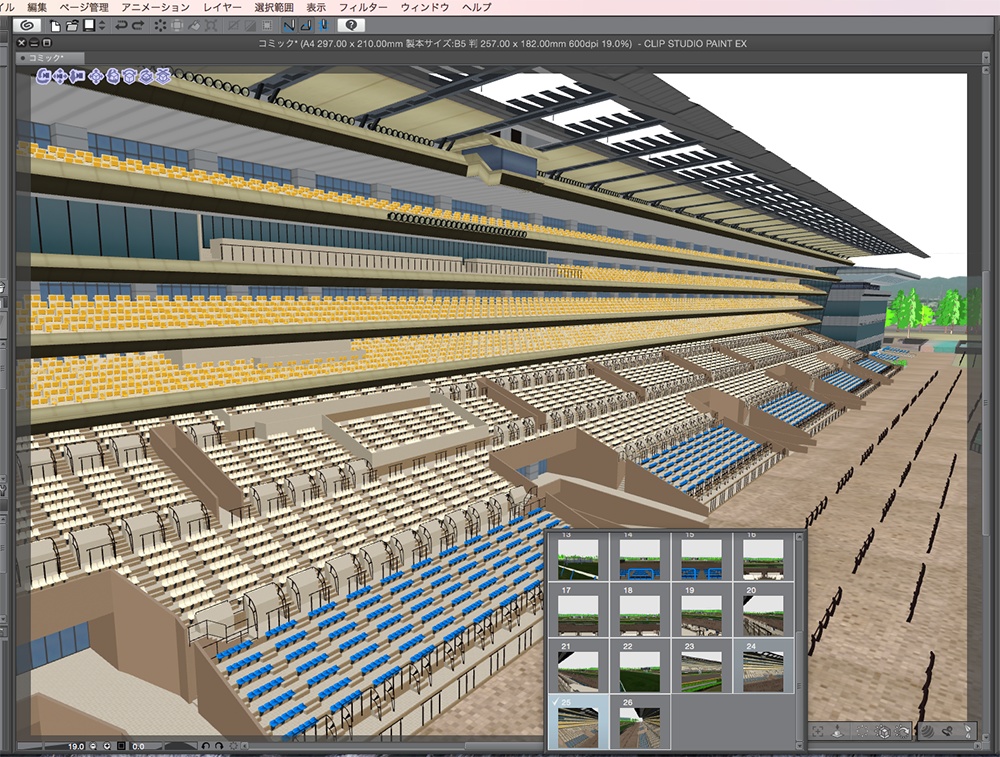 漫画背景用3D素材「競馬場」(CLIP STUDIO用 3Dオブジェクト.cs3o)