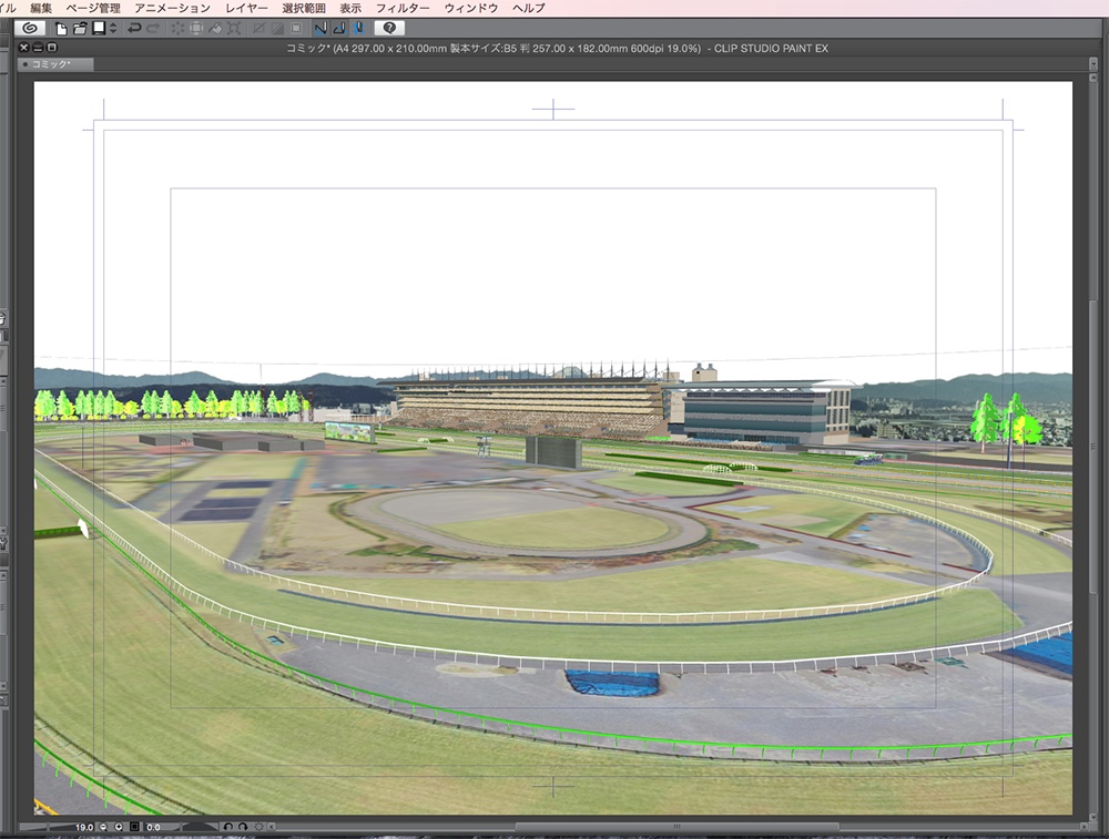 漫画背景用3D素材「競馬場」(CLIP STUDIO用 3Dオブジェクト.cs3o)