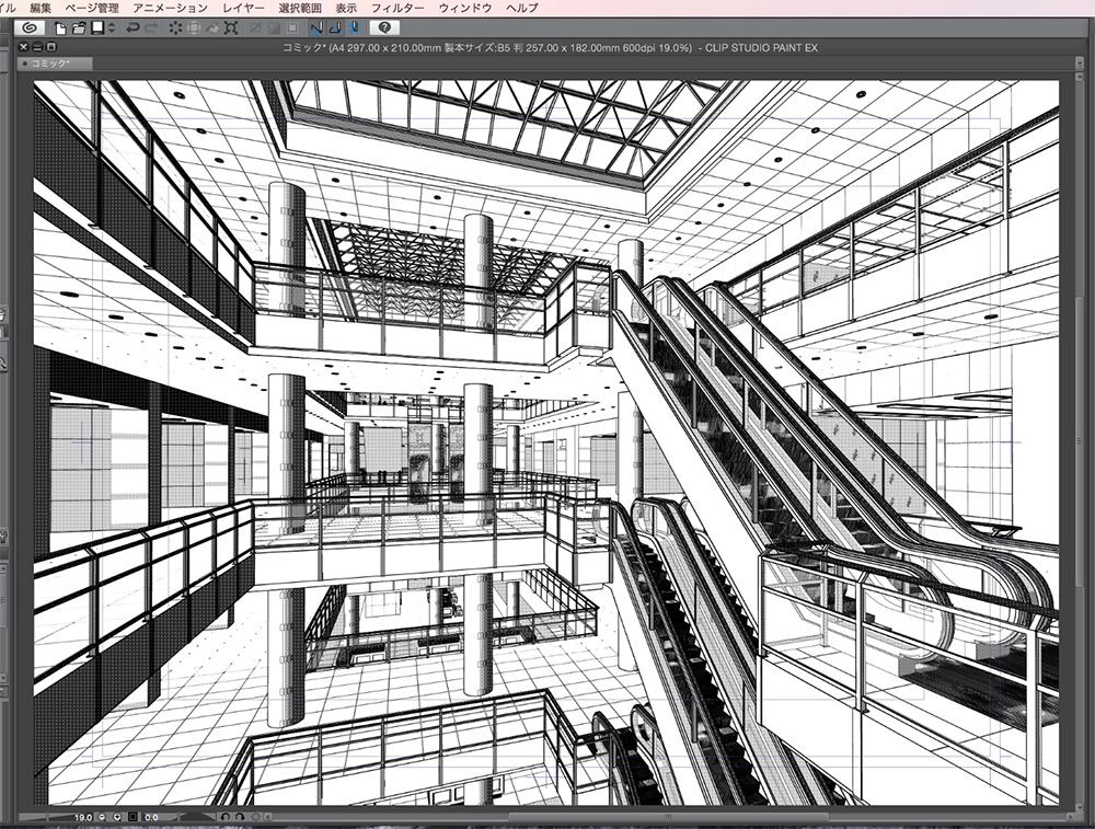 漫画背景用3D素材「ショッピングモール」（CLIP STUDIO用 3Dオブジェクト.cs3o）