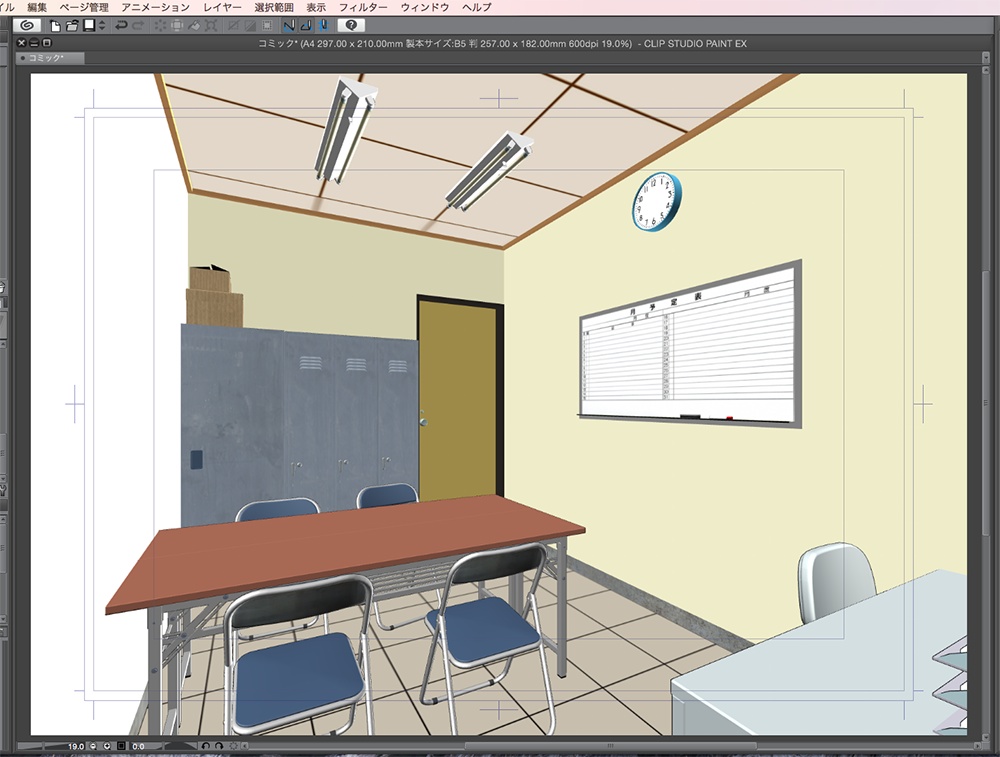 漫画背景用3D素材「お好み焼き店」(CLIP STUDIO用 3Dオブジェクト.cs3o)