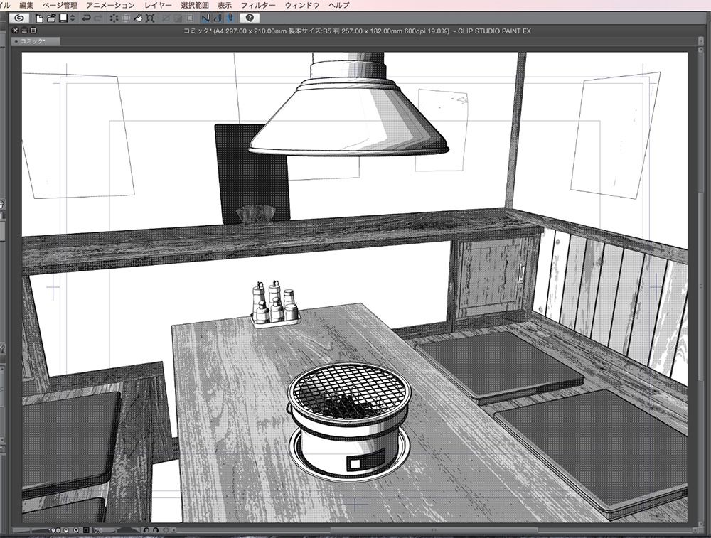 漫画背景用3D素材「焼き肉店の個室」(CLIP STUDIO用 3Dオブジェクト.cs3o)