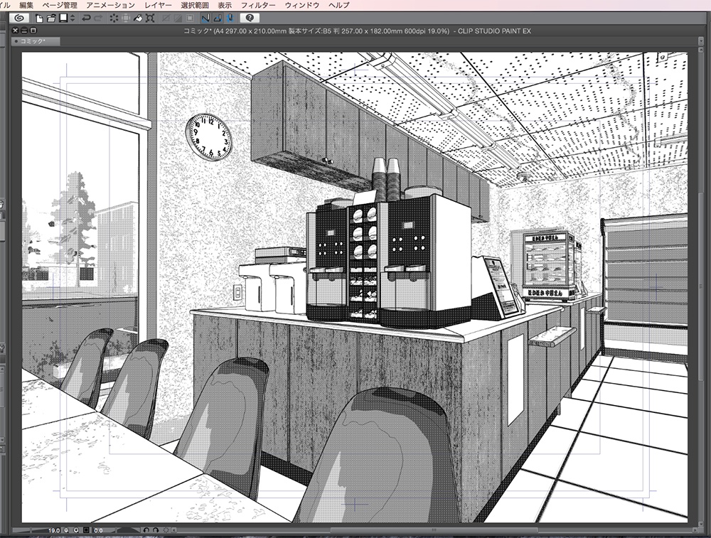漫画背景用3D素材_「交差点のコンビニ」(CLIP STUDIO用 3Dオブジェクト.cs3o)