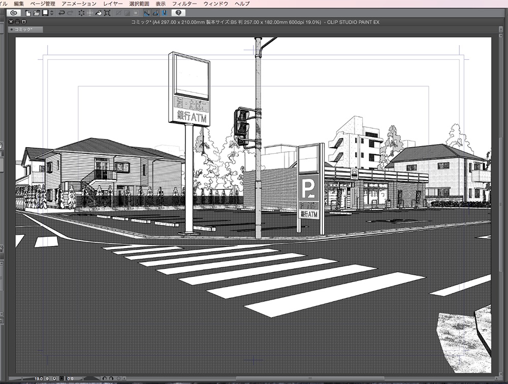 漫画背景用3D素材_「交差点のコンビニ」（CLIP STUDIO用 3Dオブジェクト.cs3o）