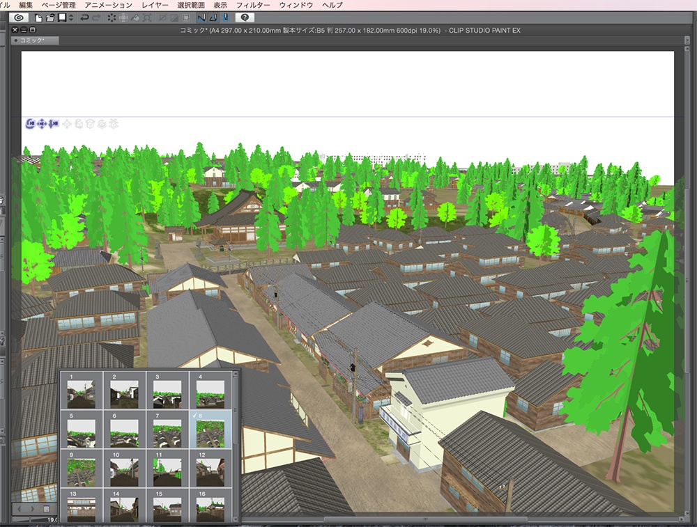 漫画背景用3D素材_「昭和初期の街並み」(CLIP STUDIO PAINT用 3Dオブジェクト.cs3o)