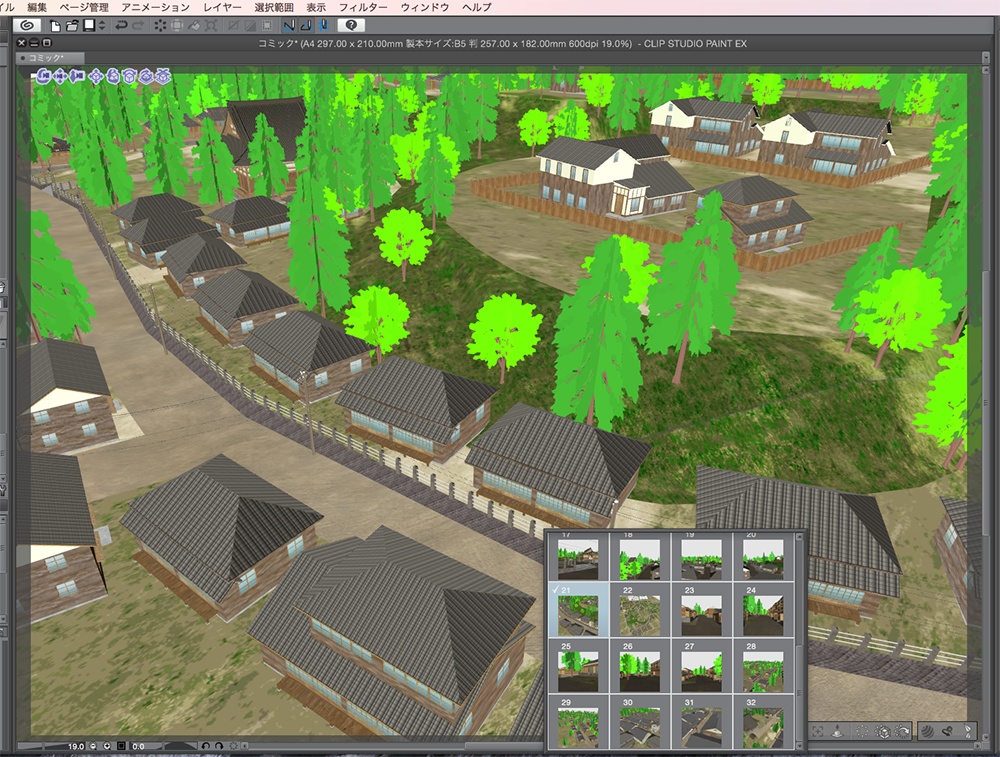 漫画背景用3D素材_「昭和初期の街並み」(CLIP STUDIO PAINT用 3Dオブジェクト.cs3o)