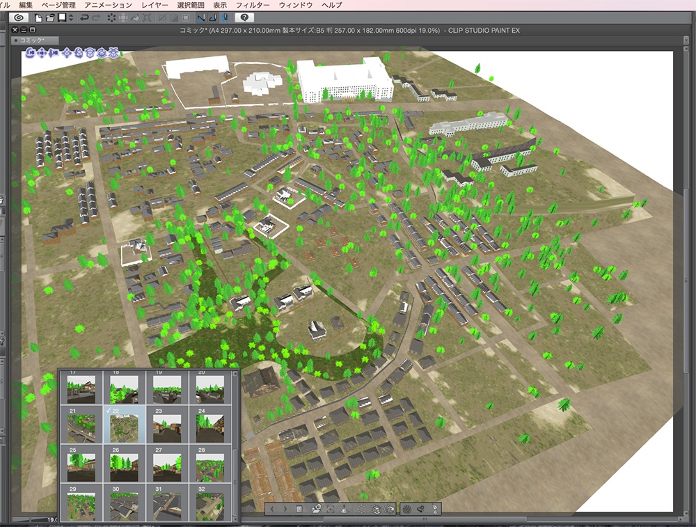 漫画背景用3D素材_「昭和初期の街並み」(CLIP STUDIO PAINT用 3Dオブジェクト.cs3o)