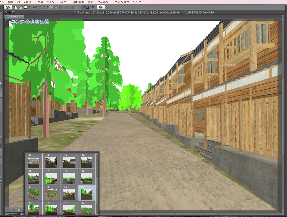 漫画背景用3D素材_「昭和初期の街並み」(CLIP STUDIO PAINT用 3Dオブジェクト.cs3o)