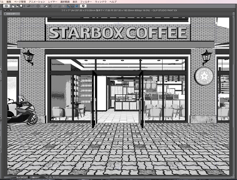 漫画背景用3D素材「カフェ」(CLIP STUDIO用 3Dオブジェクト.cs3o)