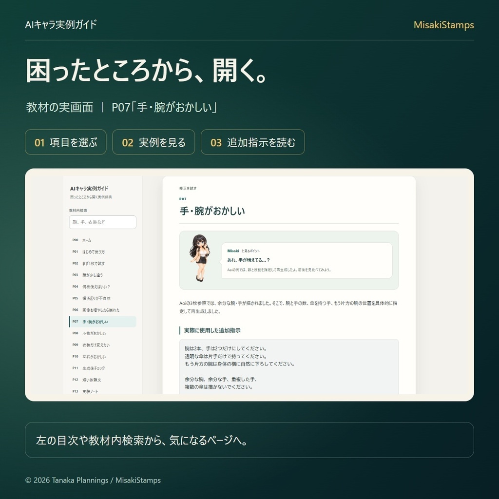 AIキャラ実例ガイド|成功例・失敗例・修正例から学ぶAI画像生成の実例教材