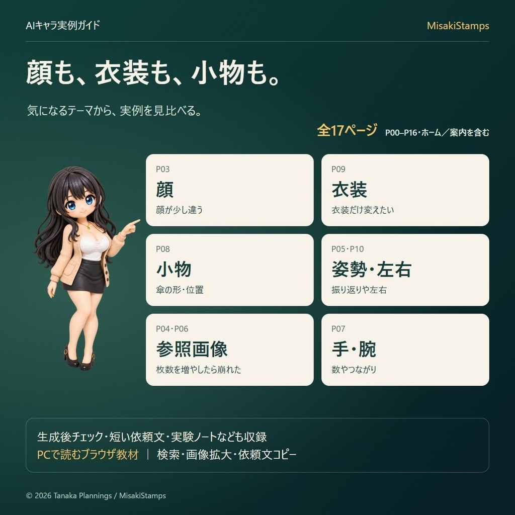 AIキャラ実例ガイド|成功例・失敗例・修正例から学ぶAI画像生成の実例教材