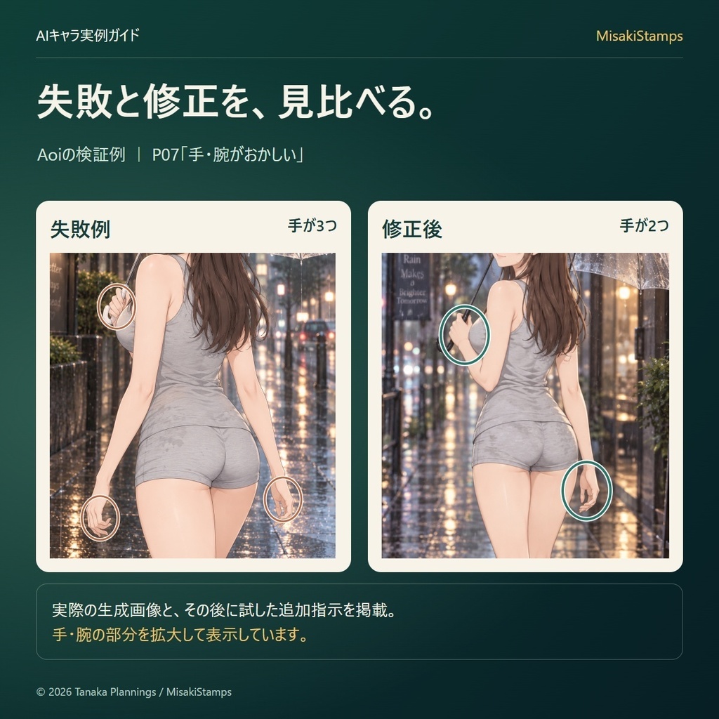 AIキャラ実例ガイド|成功例・失敗例・修正例から学ぶAI画像生成の実例教材