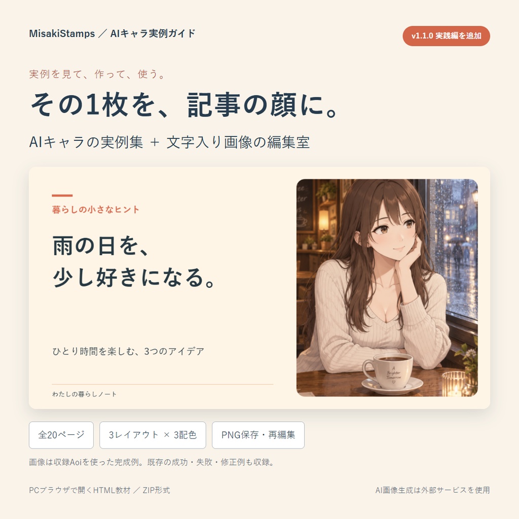 AIキャラ実例ガイド｜成功例・失敗例・修正例から学ぶAI画像生成の実例教材