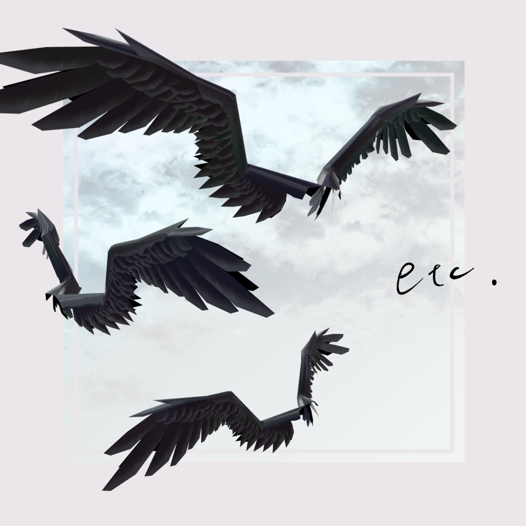 【無料3Dモデル】【黒色の翼】【VRChat】