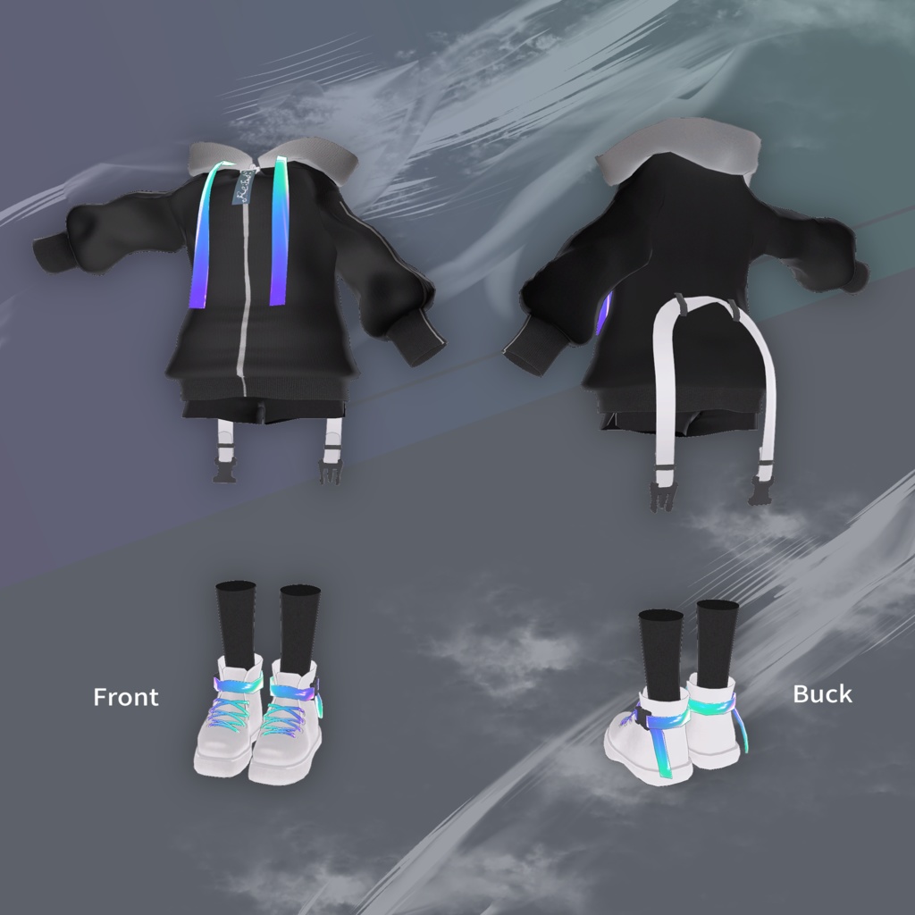 【7アバター対応衣装】Re:End:) ゆるりスポーツパーカー【VRChat向け】