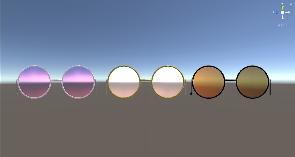 色付き丸メガネ Round glass