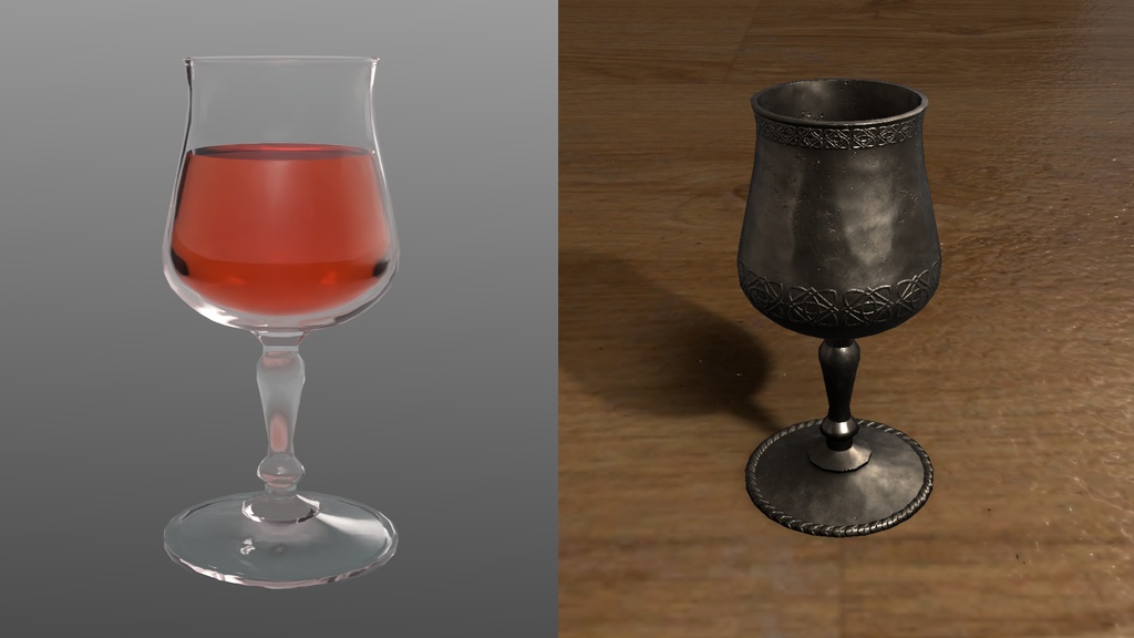 レトロワイングラス 3Dモデル（ゴブレットパターン付き）