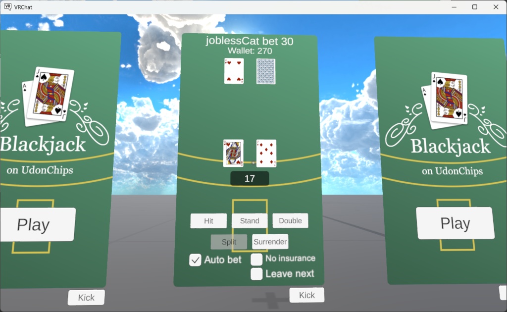 【VRChatワールドギミック】パネル式ブラックジャック【VRChat world gimmick】