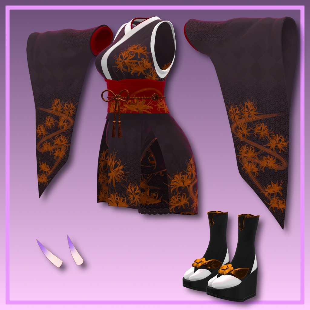 【5アバター対応】和風衣装「狂華」(ギミック付)