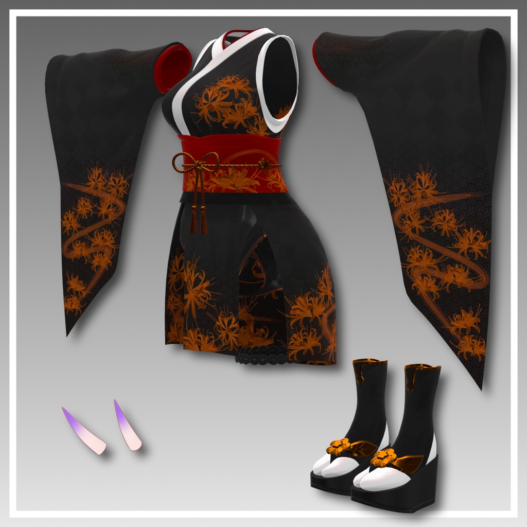 【5アバター対応】和風衣装「狂華」(ギミック付)