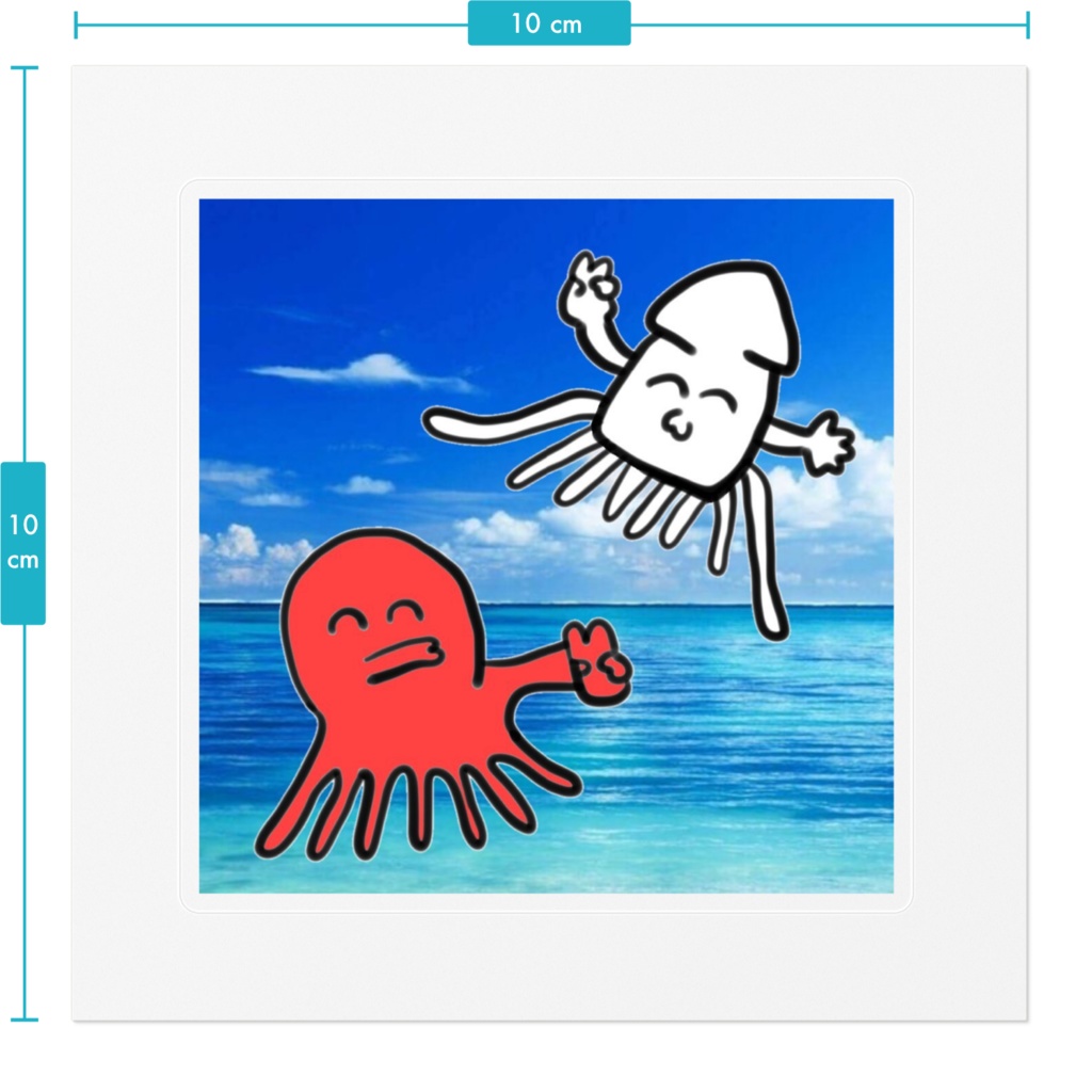 常夏イカタコクリアステッカー