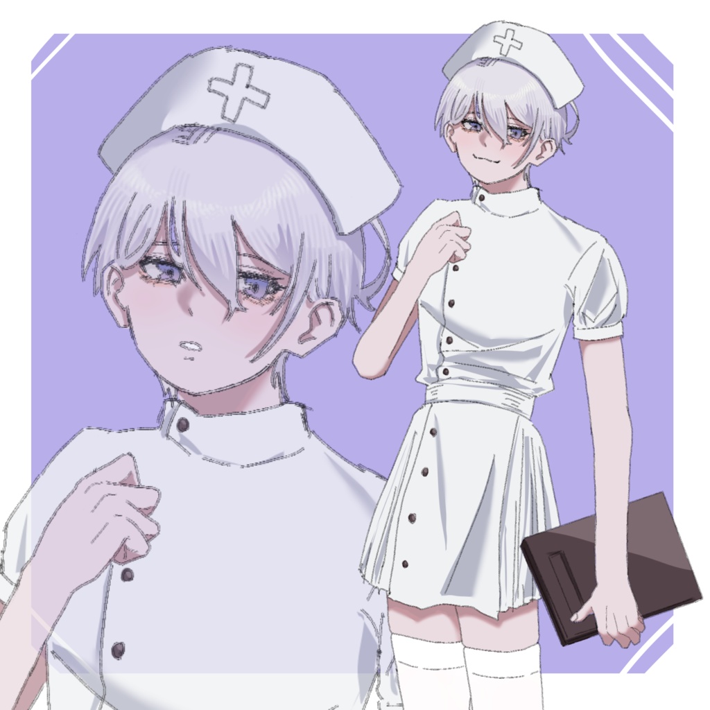 【立ち絵素材】ミニスカナース【表情2種/フリー素材】