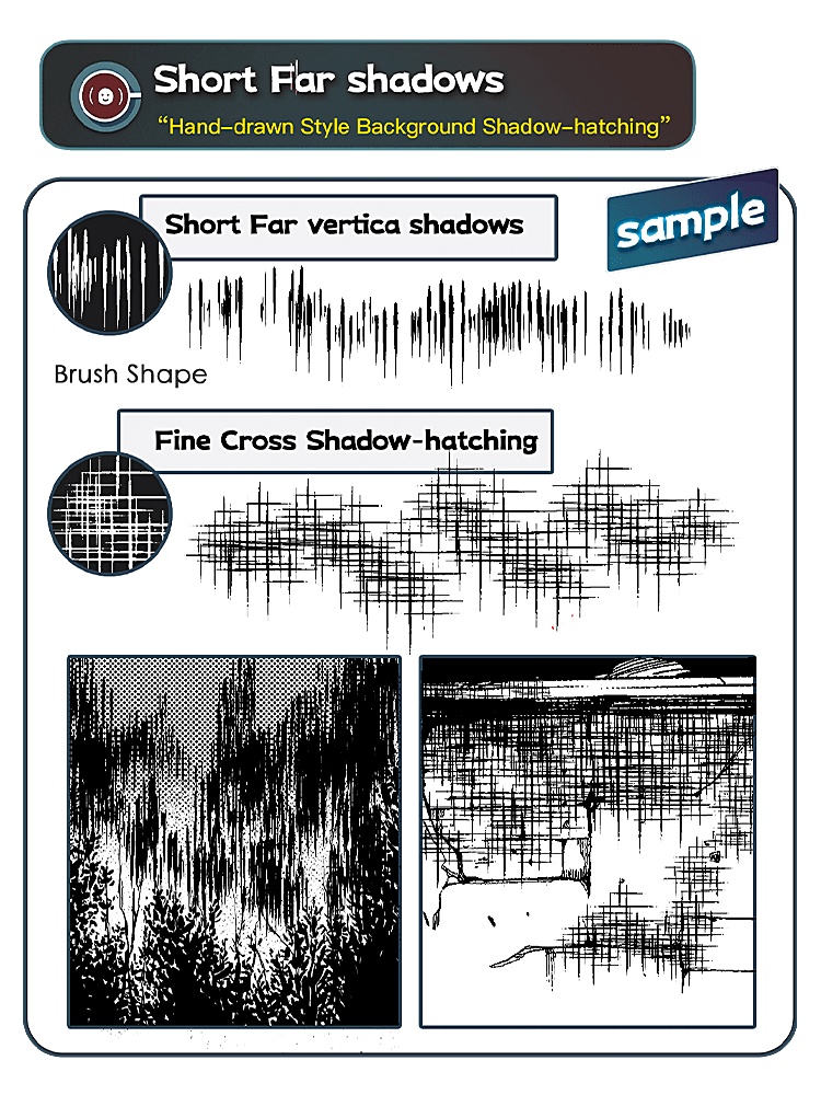 手描き風背景影線ブラシセット