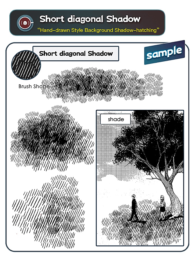 手描き風背景影線ブラシセット