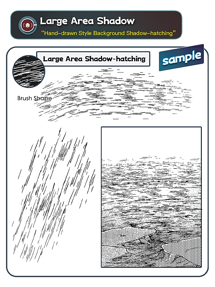 手描き風背景影線ブラシセット