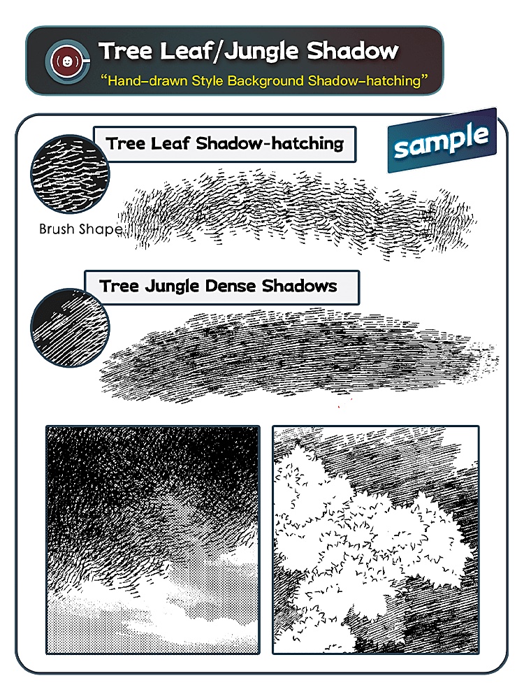 手描き風背景影線ブラシセット