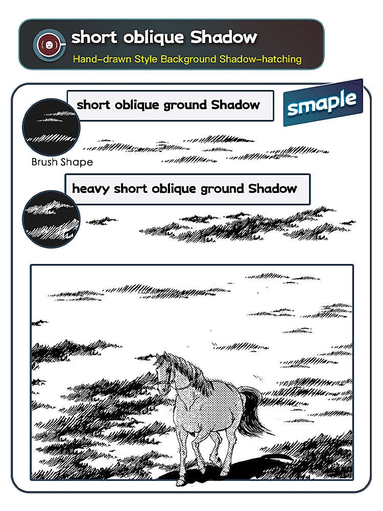 手描き風背景影線ブラシセット