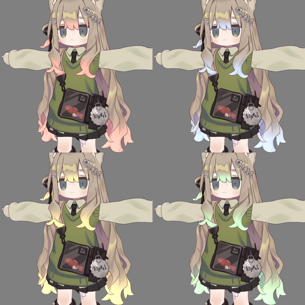 【無料/free】4アバター対応 デフォ髪毛先用グラデーションテクスチャ