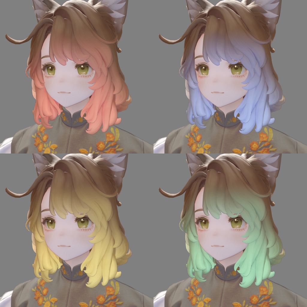 【無料/free】4アバター対応 デフォ髪毛先用グラデーションテクスチャ